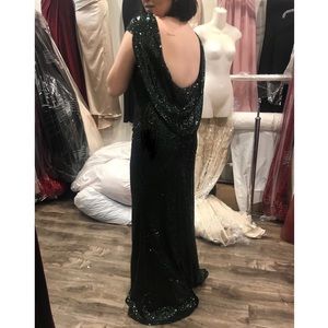 Emerald sequin formal prom dress evening gown